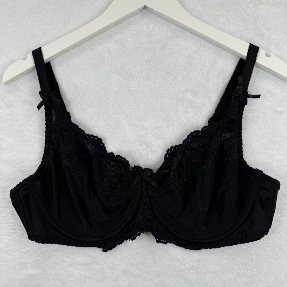 Paramour Black P5169 Swiss Dot Lace Trim Unlined Underwire Bra 38C Womens